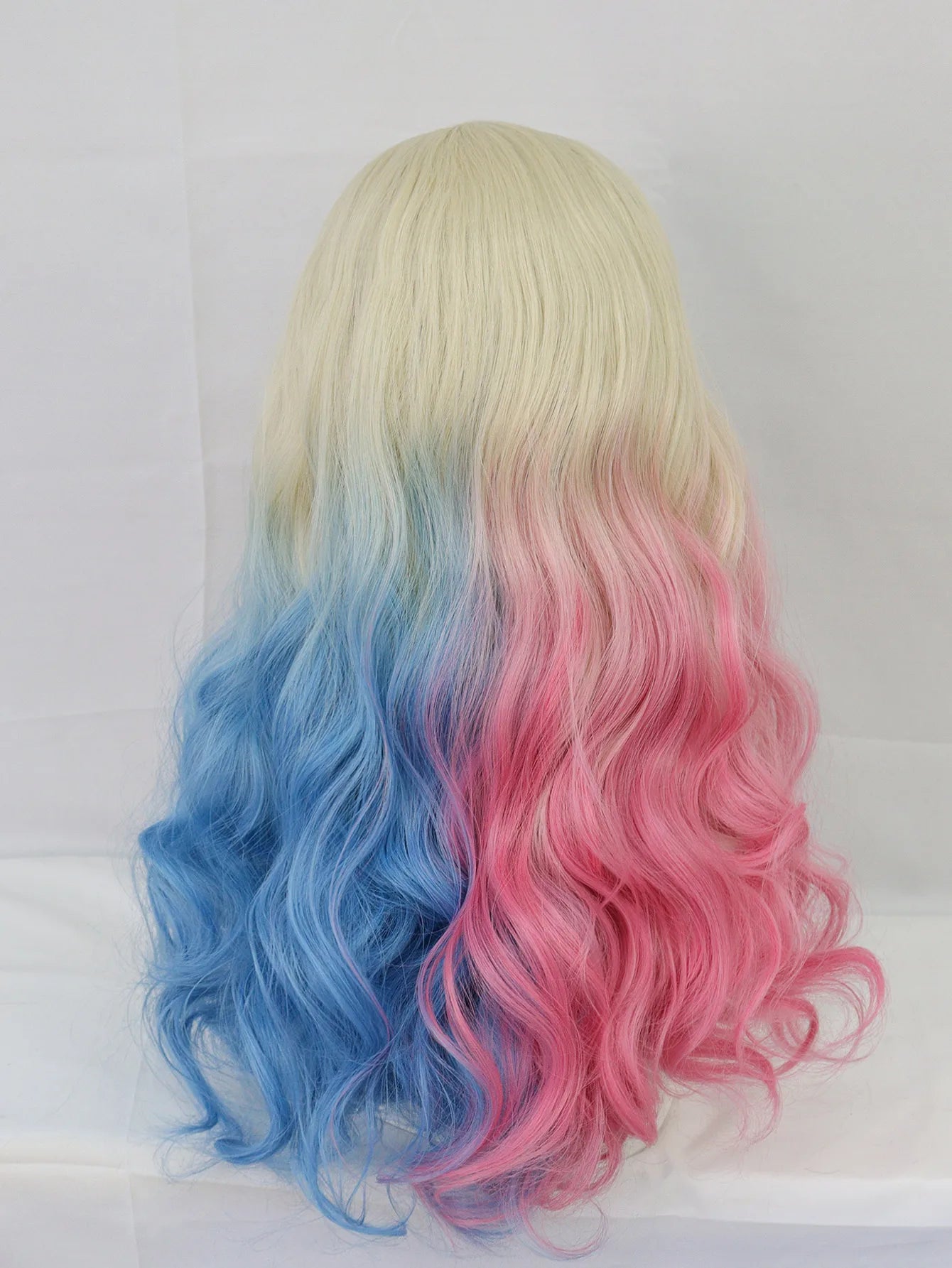 Synthetic Blonde Mixed Blue Pink Suicide Squad Cosplay Wig for Women Halloween Anime Costume Wigs